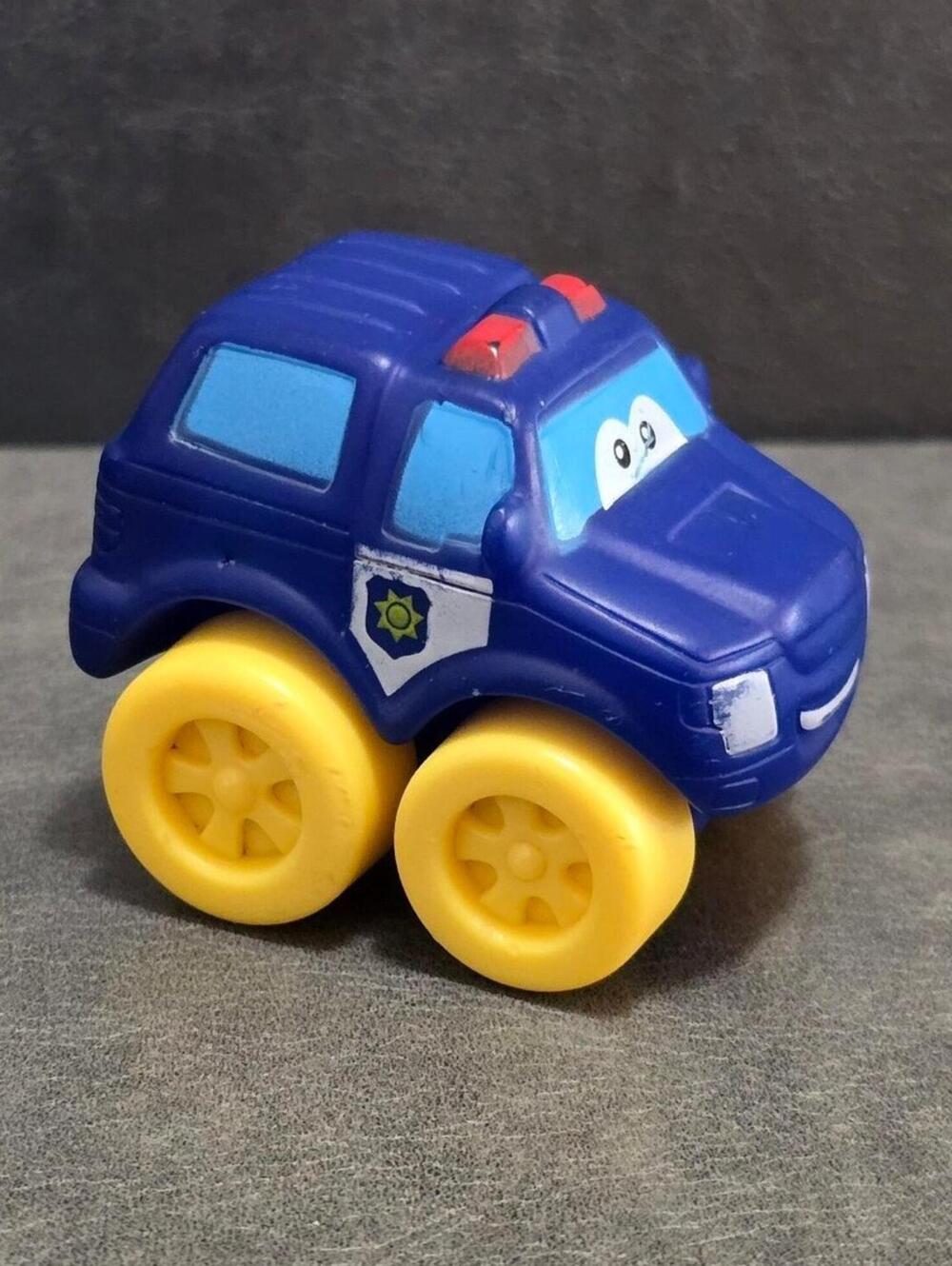 Soft Plastic Police Car Truck Toy With Eyes 2"